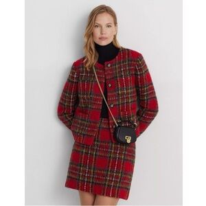 New w/ Tags Lauren by Ralph Lauren Plaid Mohair Cropped Jacket size 8.